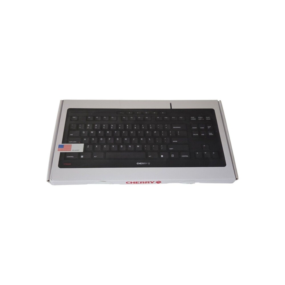 cherry stream wired quiet keyboard black JK-8500EU-2 new open box